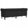 Sofa Chesterfield, trzyosobowa, czarna, obita tkaniną