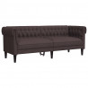 Sofa Chesterfield, trzyosobowa, ciemnobrązowa, obita tkaniną