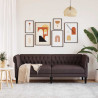Sofa Chesterfield, trzyosobowa, ciemnobrązowa, obita tkaniną