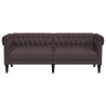 Sofa Chesterfield, trzyosobowa, ciemnobrązowa, obita tkaniną
