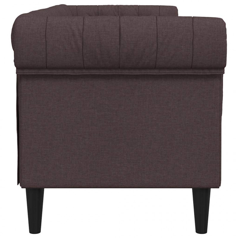 Sofa Chesterfield, trzyosobowa, ciemnobrązowa, obita tkaniną