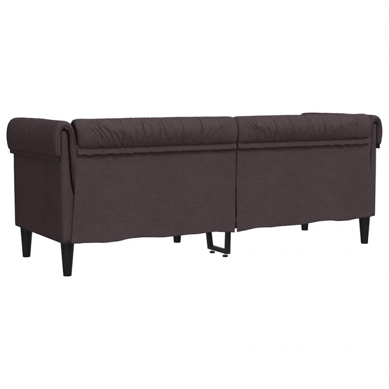 Sofa Chesterfield, trzyosobowa, ciemnobrązowa, obita tkaniną