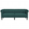 Sofa Chesterfield, trzyosobowa, ciemnozielona, obita tkaniną