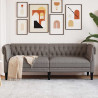 Sofa Chesterfield, trzyosobowa, kolor taupe, obita tkaniną