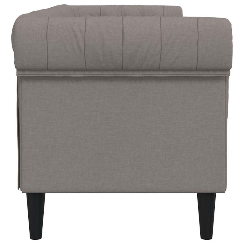 Sofa Chesterfield, trzyosobowa, kolor taupe, obita tkaniną