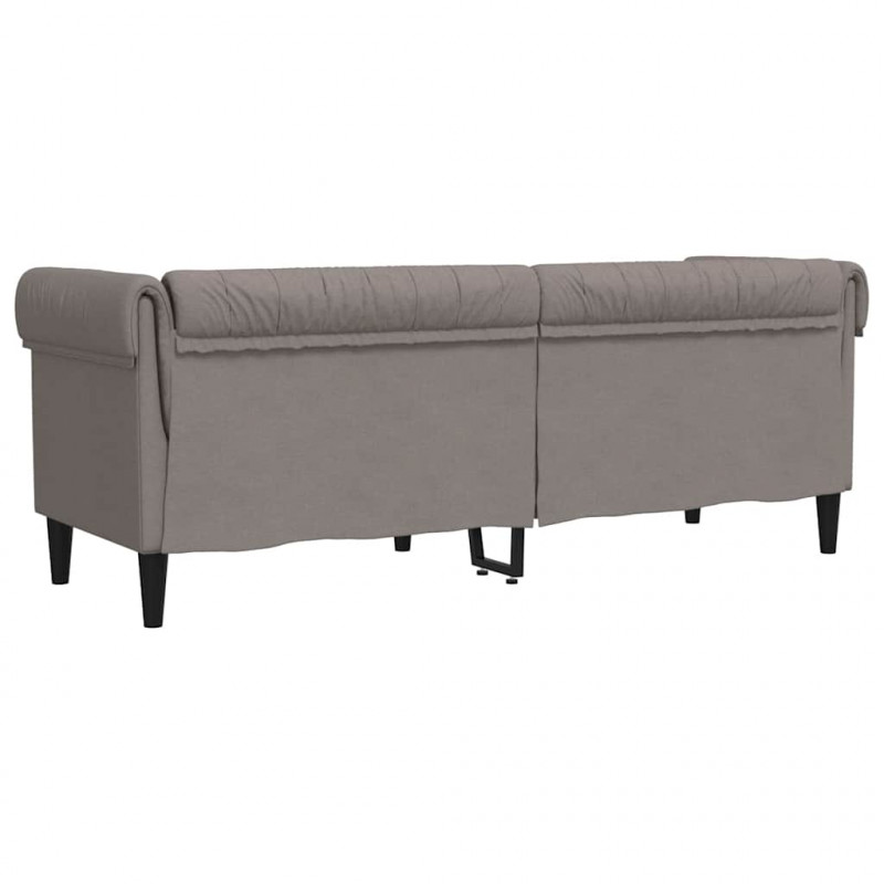 Sofa Chesterfield, trzyosobowa, kolor taupe, obita tkaniną