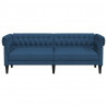 Sofa Chesterfield, trzyosobowa, niebieska, obita tkaniną