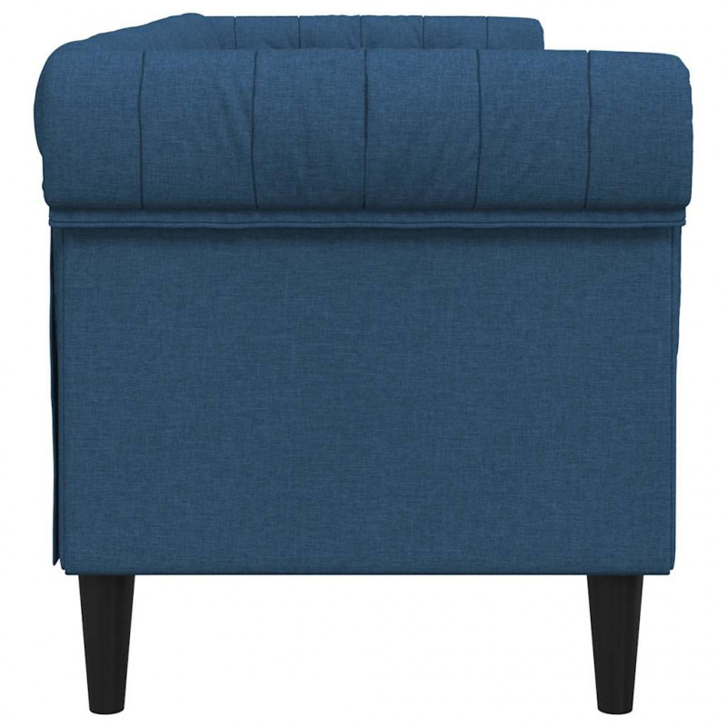Sofa Chesterfield, trzyosobowa, niebieska, obita tkaniną