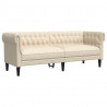 Sofa Chesterfield trzyosobowa, obita lnem