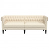 Sofa Chesterfield trzyosobowa, obita lnem