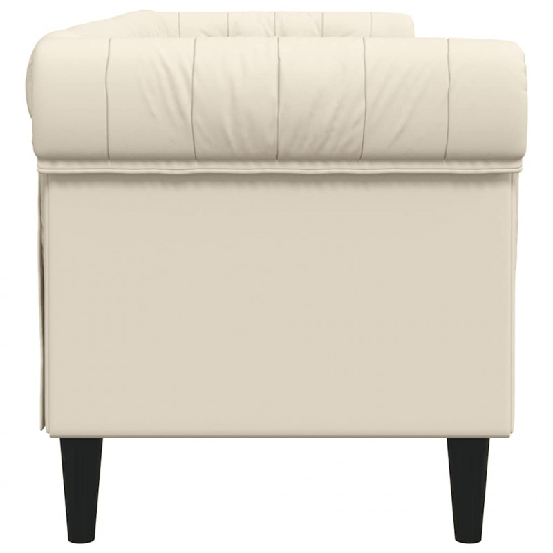 Sofa Chesterfield trzyosobowa, obita lnem