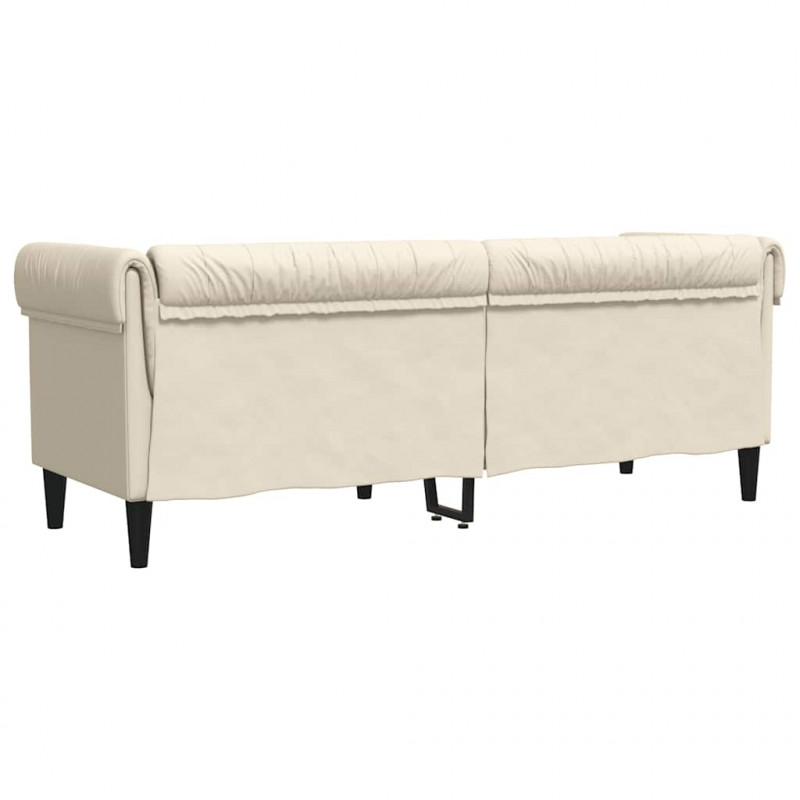 Sofa Chesterfield trzyosobowa, obita lnem