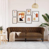 Sofa Chesterfield, trzyosobowa, brązowa, obita tkaniną