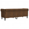 Sofa Chesterfield, trzyosobowa, brązowa, obita tkaniną