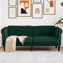 Sofa dwuosobowa, ciemnozielona, aksamit