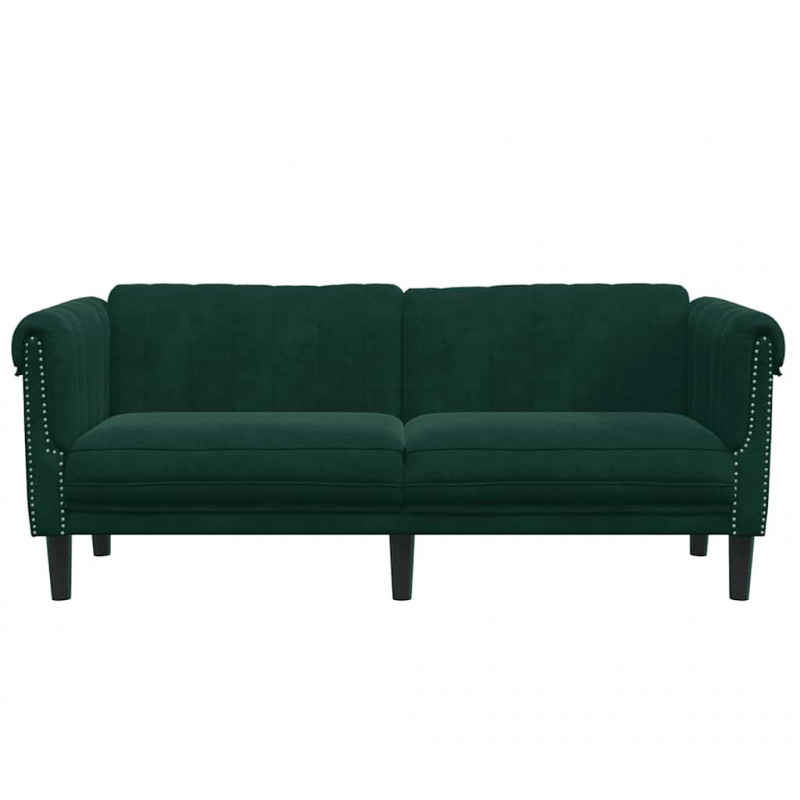 Sofa dwuosobowa, ciemnozielona, aksamit