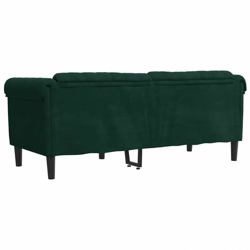 Sofa dwuosobowa, ciemnozielona, aksamit