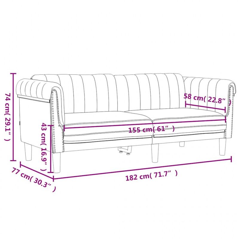 Sofa dwuosobowa, ciemnozielona, aksamit
