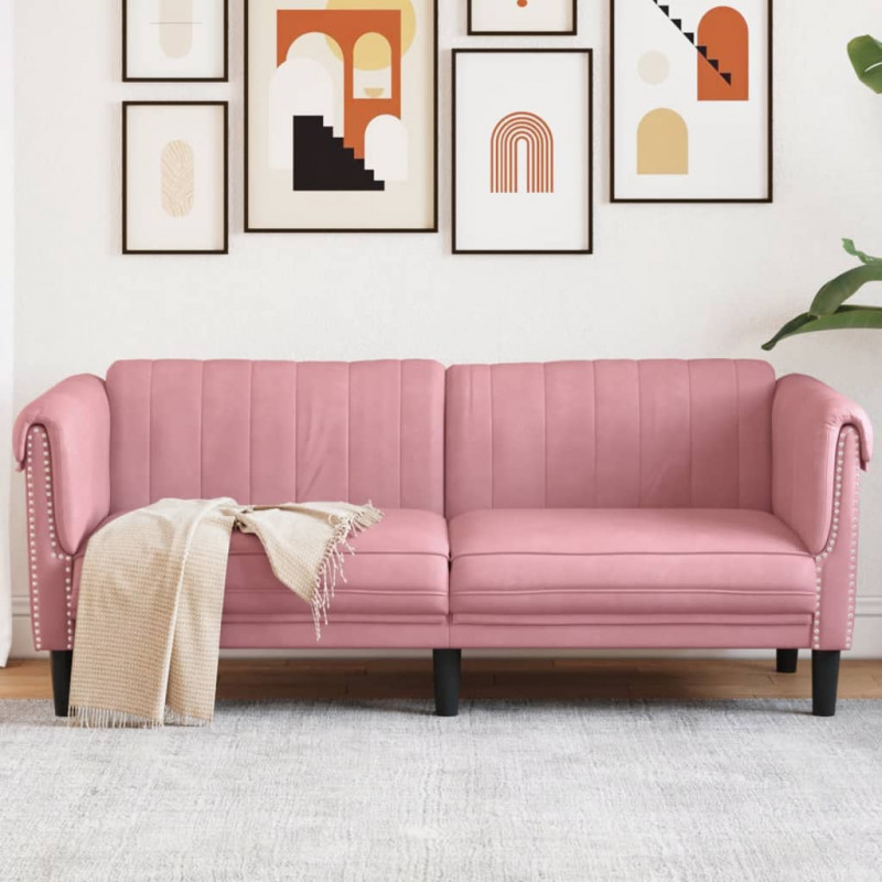 Sofa dwuosobowa, różowa, aksamit