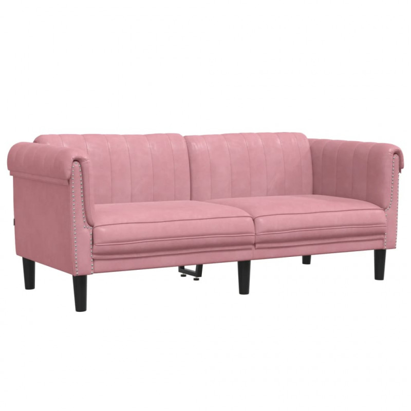 Sofa dwuosobowa, różowa, aksamit