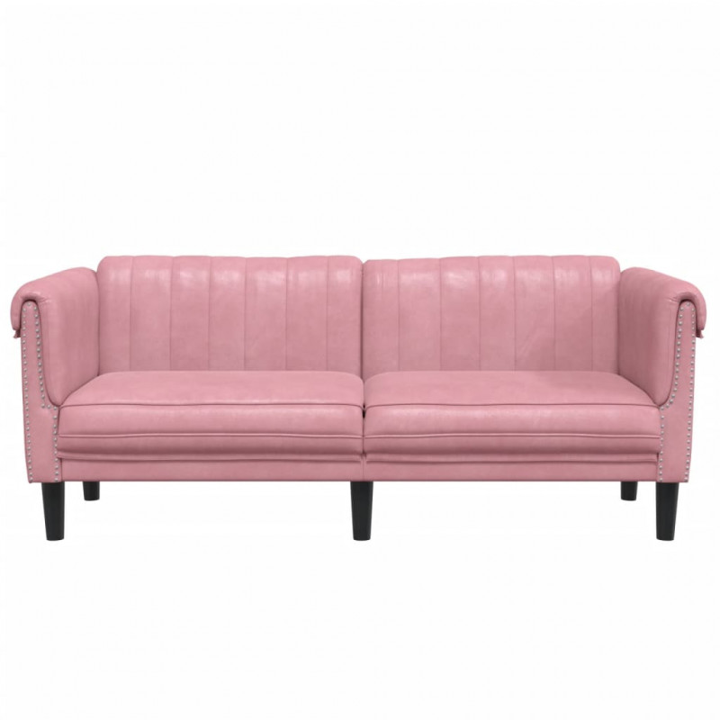 Sofa dwuosobowa, różowa, aksamit