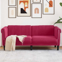 Sofa dwuosobowa, winna czerwień, aksamit
