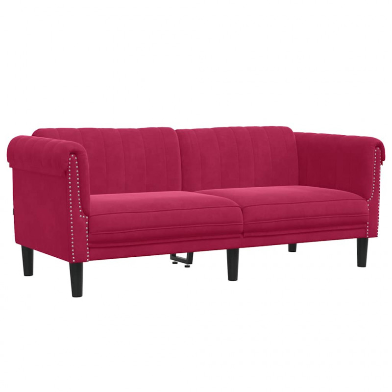 Sofa dwuosobowa, winna czerwień, aksamit