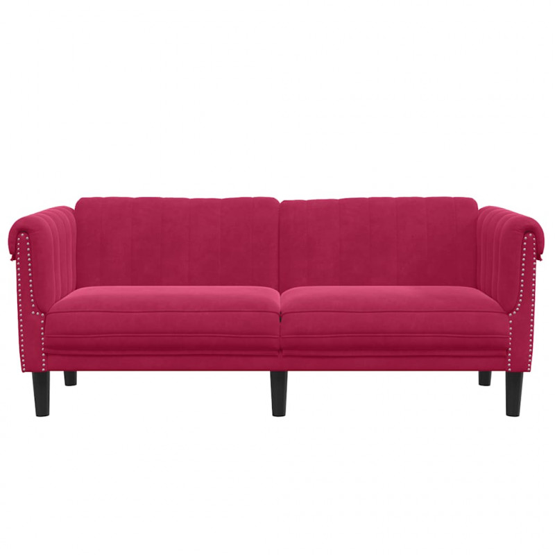 Sofa dwuosobowa, winna czerwień, aksamit