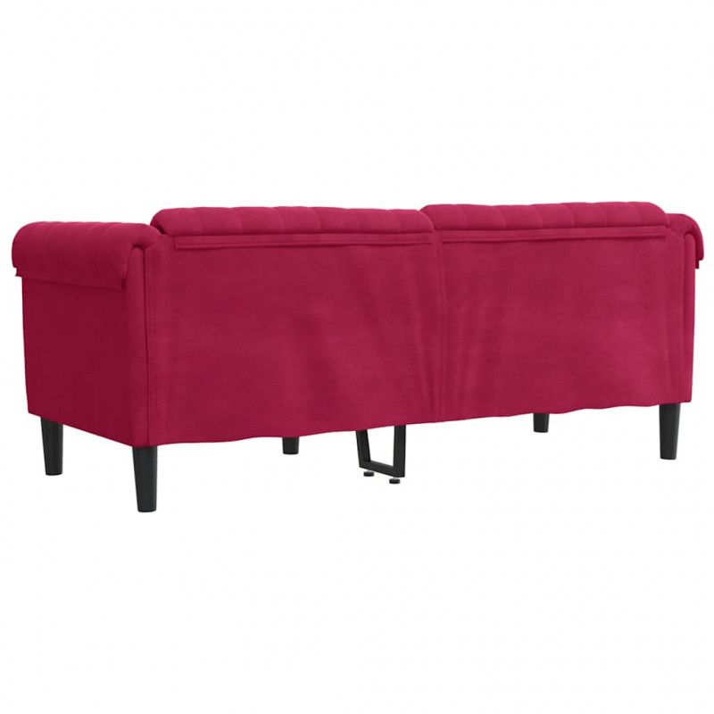 Sofa dwuosobowa, winna czerwień, aksamit