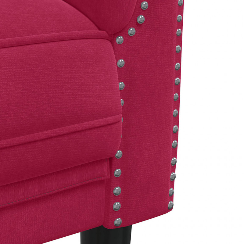 Sofa dwuosobowa, winna czerwień, aksamit