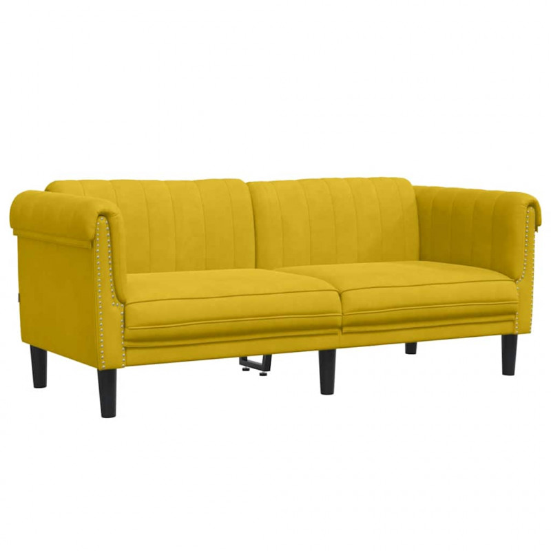 Sofa dwuosobowa, żółta, aksamit