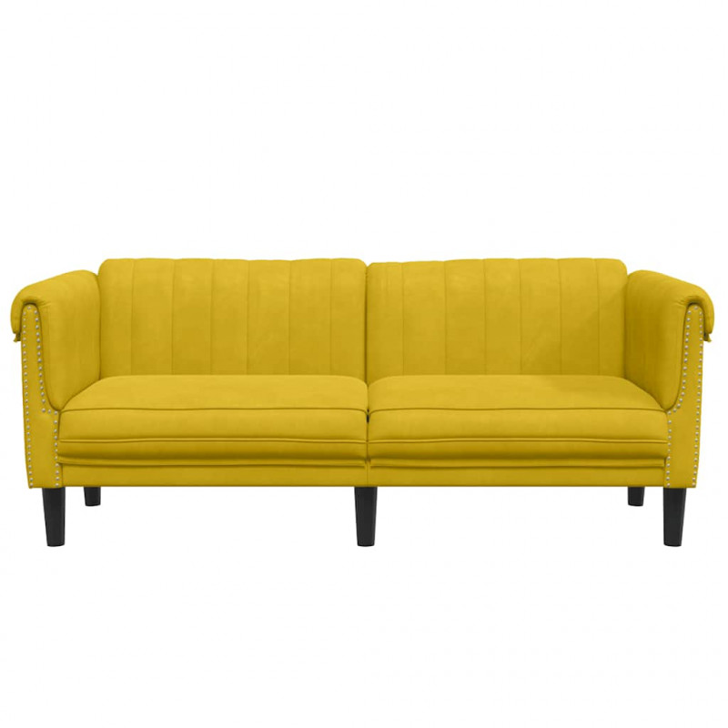Sofa dwuosobowa, żółta, aksamit