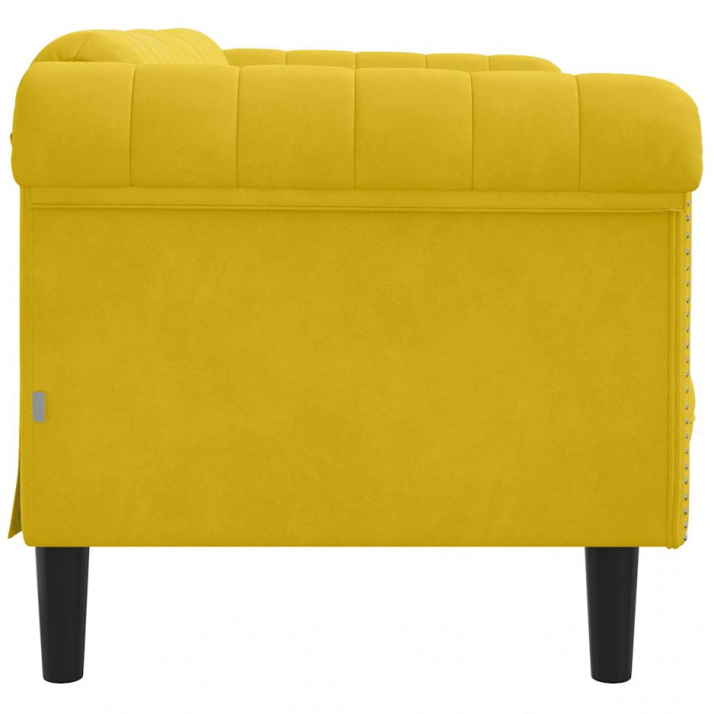 Sofa dwuosobowa, żółta, aksamit