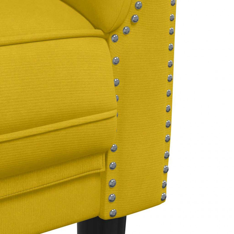 Sofa dwuosobowa, żółta, aksamit