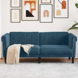 Sofa dwuosobowa, niebieska, aksamit