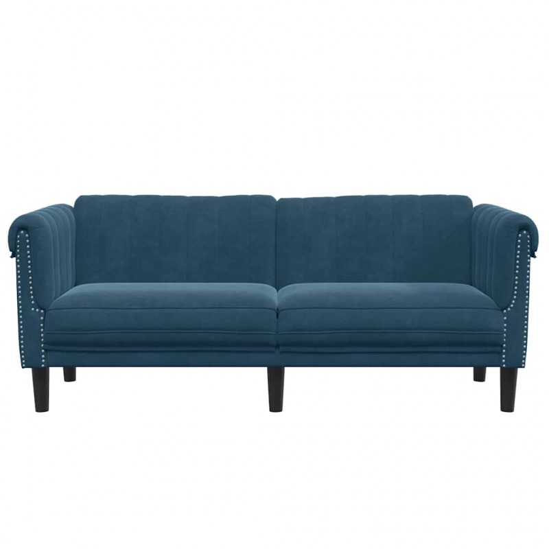 Sofa dwuosobowa, niebieska, aksamit