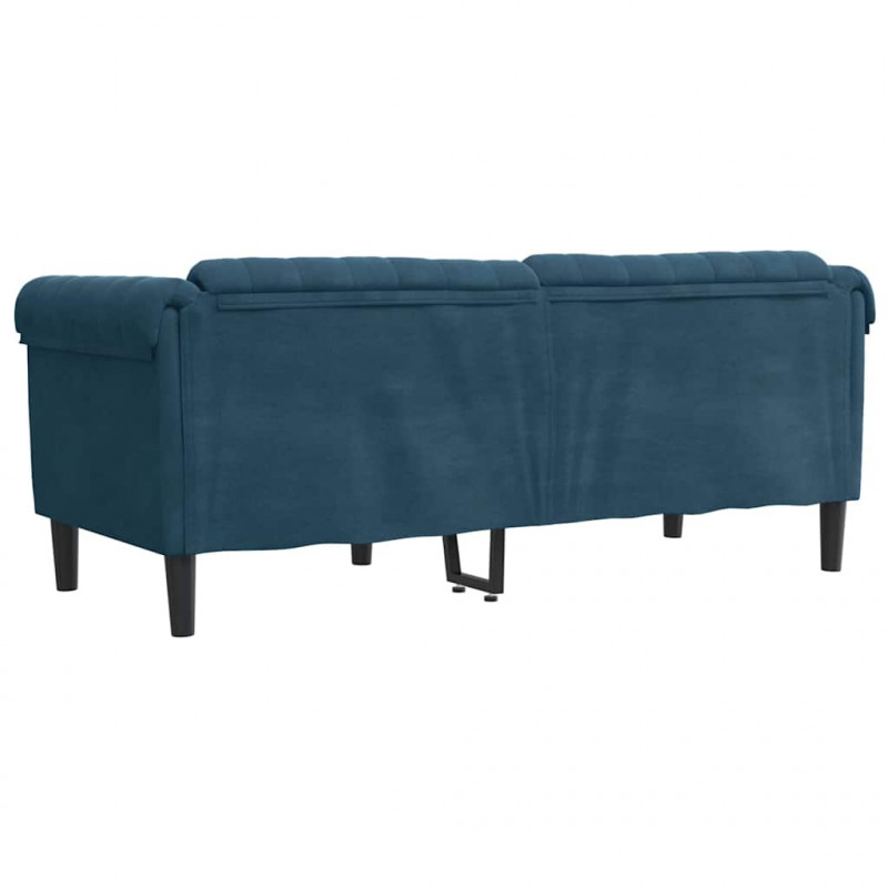Sofa dwuosobowa, niebieska, aksamit