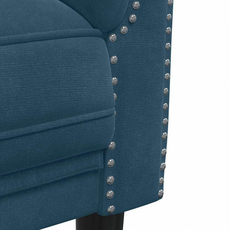 Sofa dwuosobowa, niebieska, aksamit