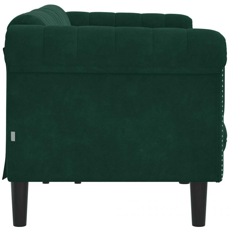 Sofa 3-osobowa, ciemnozielona, tapicerowana aksamitem