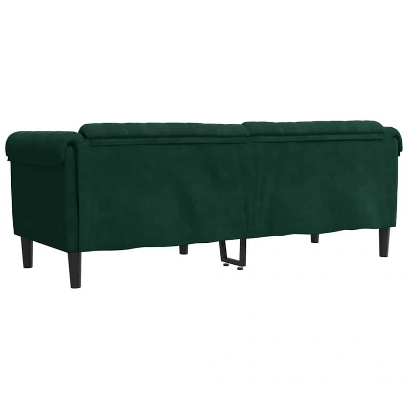 Sofa 3-osobowa, ciemnozielona, tapicerowana aksamitem