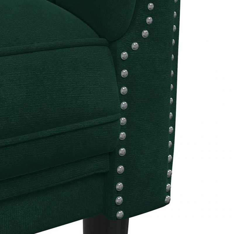 Sofa 3-osobowa, ciemnozielona, tapicerowana aksamitem