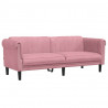 Sofa 3-osobowa, różowa, tapicerowana aksamitem