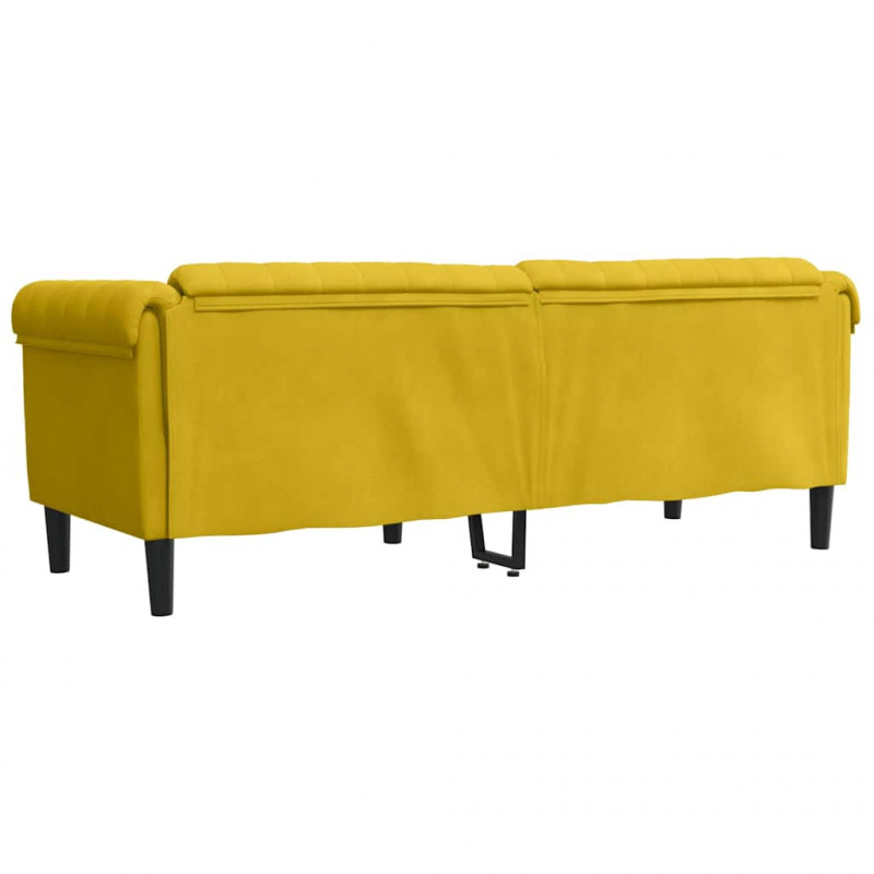 Sofa 3-osobowa, żółta, tapicerowana aksamitem