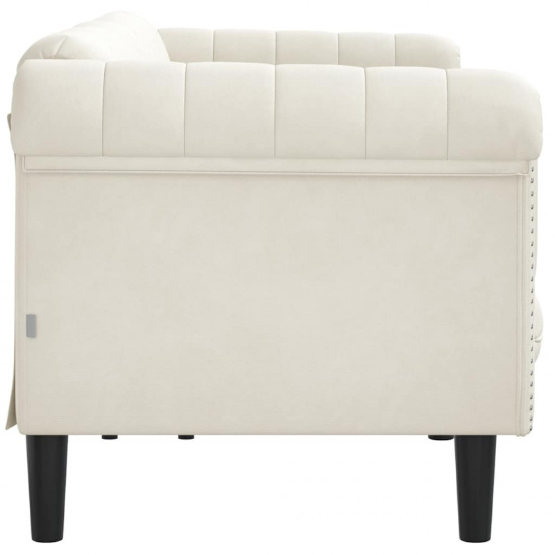 Sofa 3-osobowa, kremowa, tapicerowana aksamitem