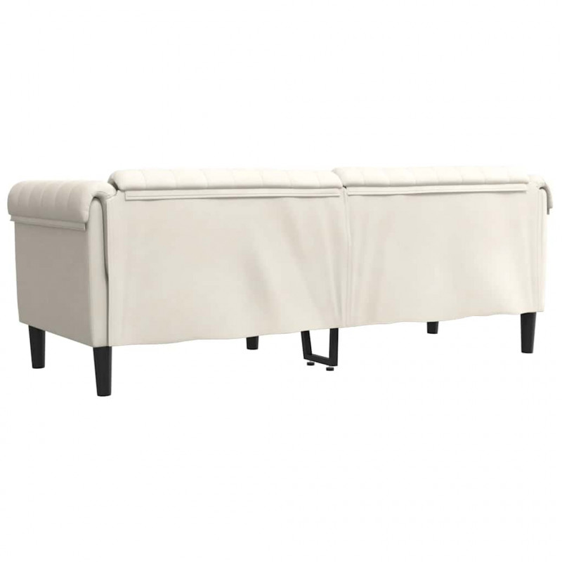 Sofa 3-osobowa, kremowa, tapicerowana aksamitem