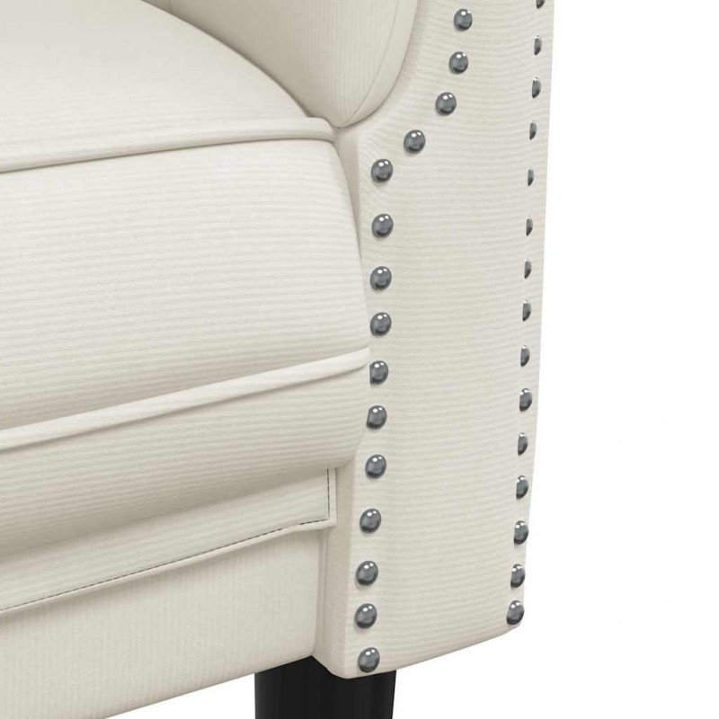 Sofa 3-osobowa, kremowa, tapicerowana aksamitem