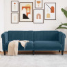Sofa 3-osobowa, niebieska, tapicerowana aksamitem
