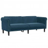 Sofa 3-osobowa, niebieska, tapicerowana aksamitem