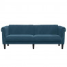 Sofa 3-osobowa, niebieska, tapicerowana aksamitem