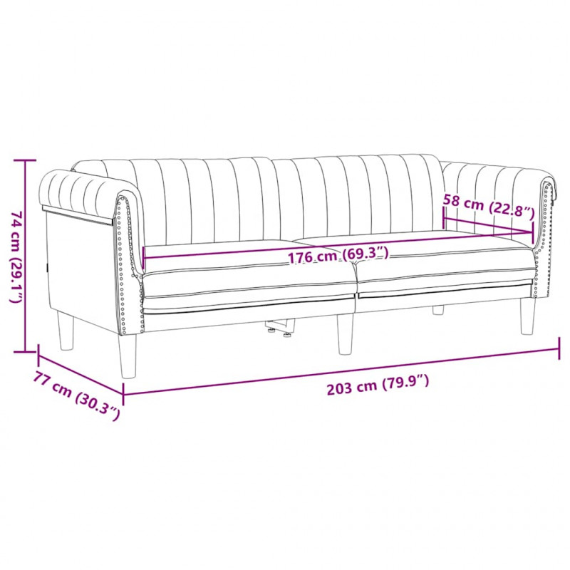 Sofa 3-os., brązowa, sztuczna skóra zamszowa